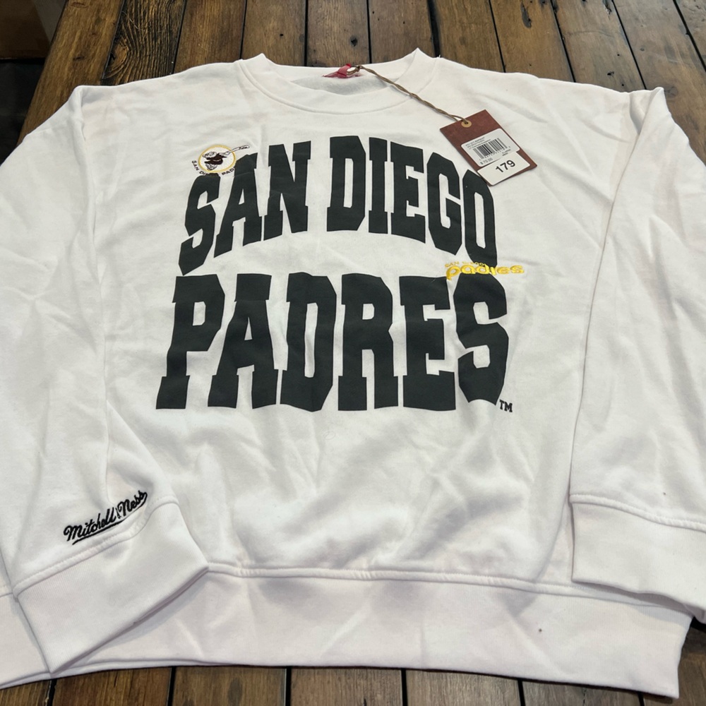 NWT Mitchell and Nes San Diego Padres shorter style sweatshirt